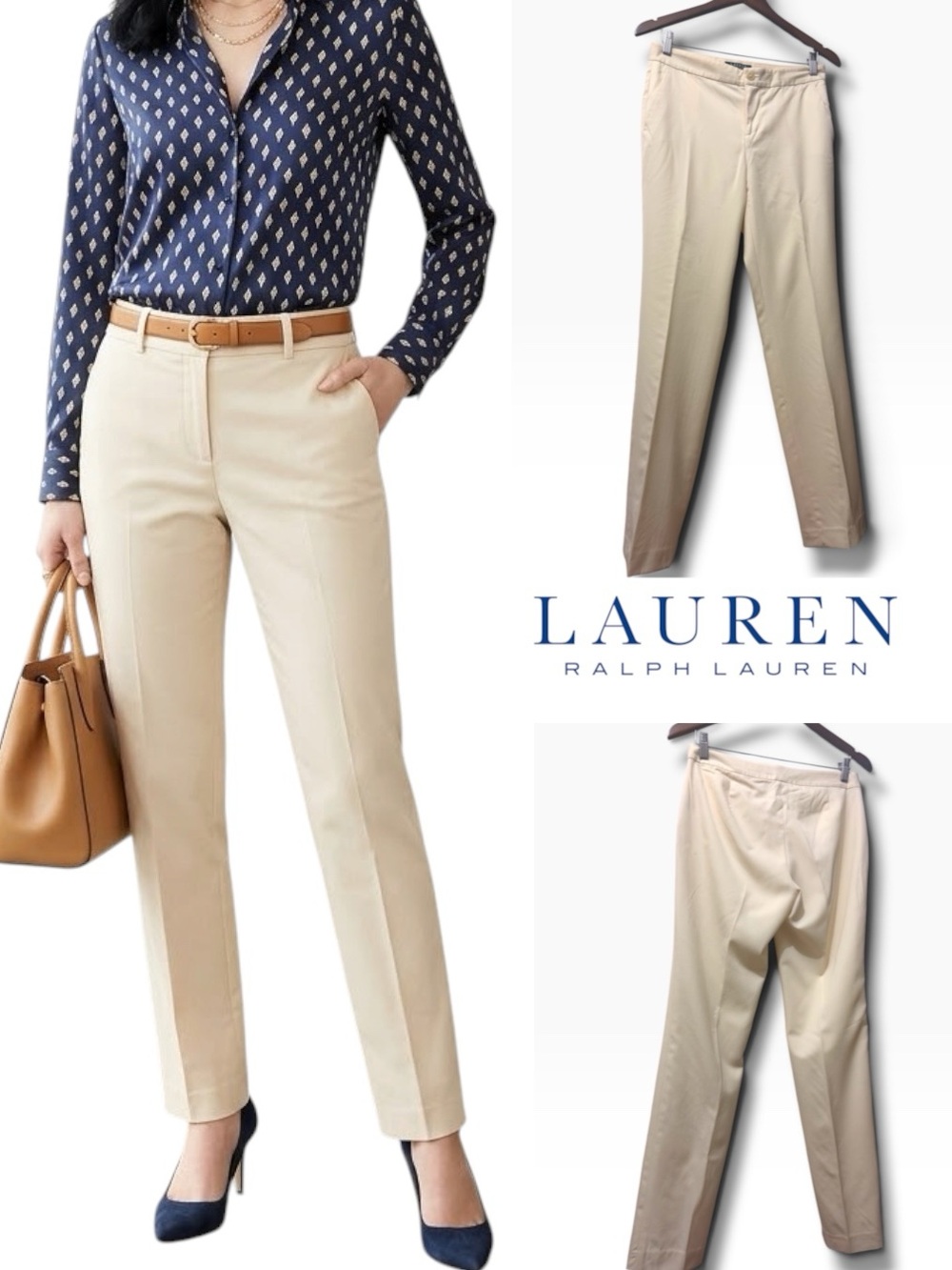 Lauren Ralph Lauren | NWOT 100% Wool Women’s Cream Straight-Leg Pants (size 4)